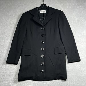 Gianfranco Ferre Blazer Jacket Front Button Black Wool Made In Italy Women’s 44